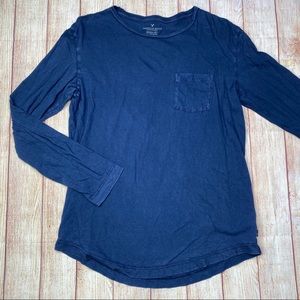 American Eagle Navy Blue Shirt Medium